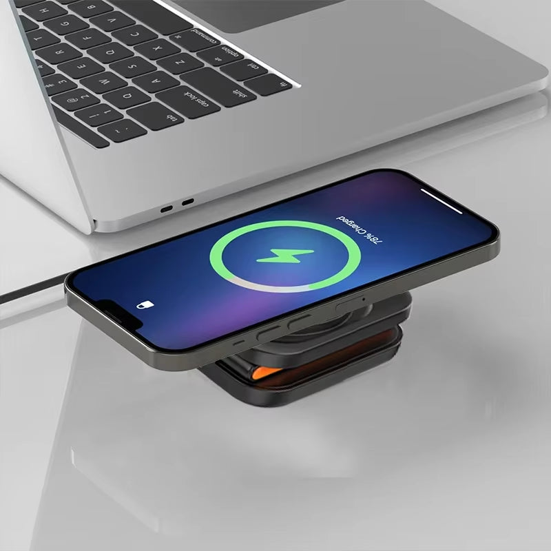 3 in 1 Foldable Charging Station Fast Magnetic Wireless Charger Stand for Iphone 17 16 15 14 13 12 Apple Watch 8 7 6 Airpods Pro