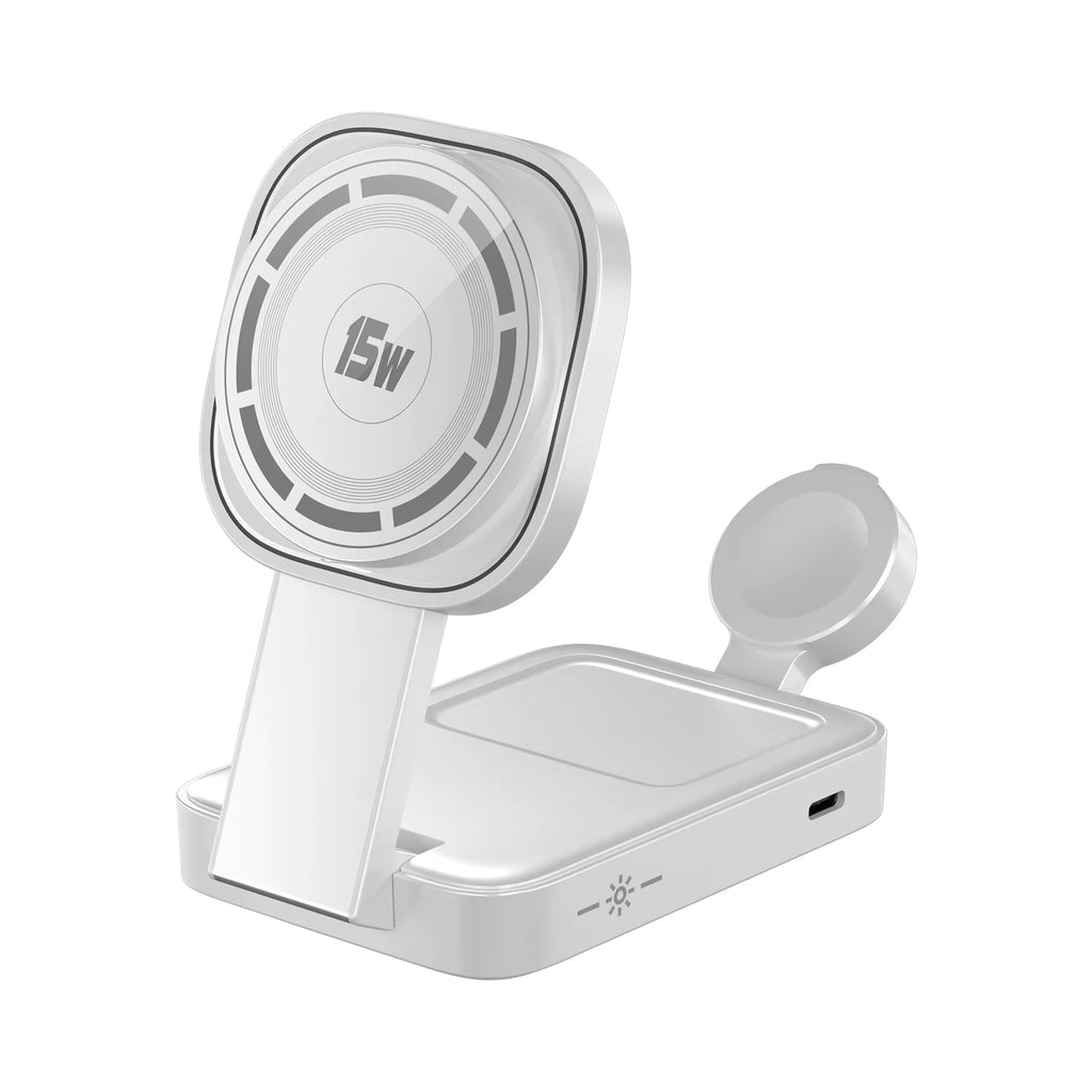 3 in 1 Foldable Charging Station Fast Magnetic Wireless Charger Stand for Iphone 17 16 15 14 13 12 Apple Watch 8 7 6 Airpods Pro