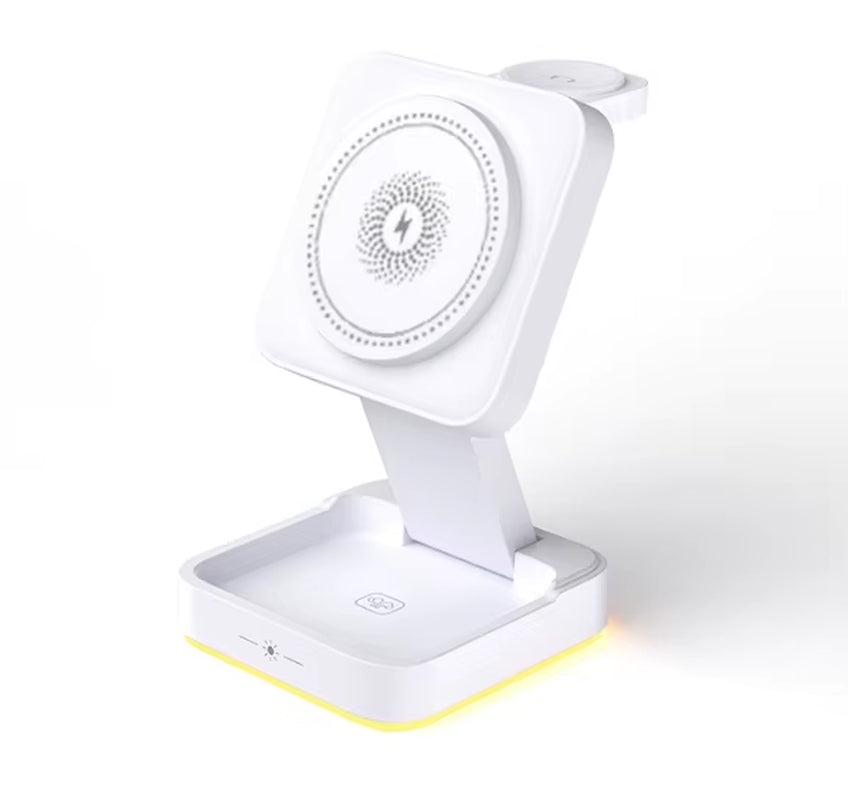 3 in 1 Foldable Charging Station Fast Magnetic Wireless Charger Stand for Iphone 17 16 15 14 13 12 Apple Watch 8 7 6 Airpods Pro